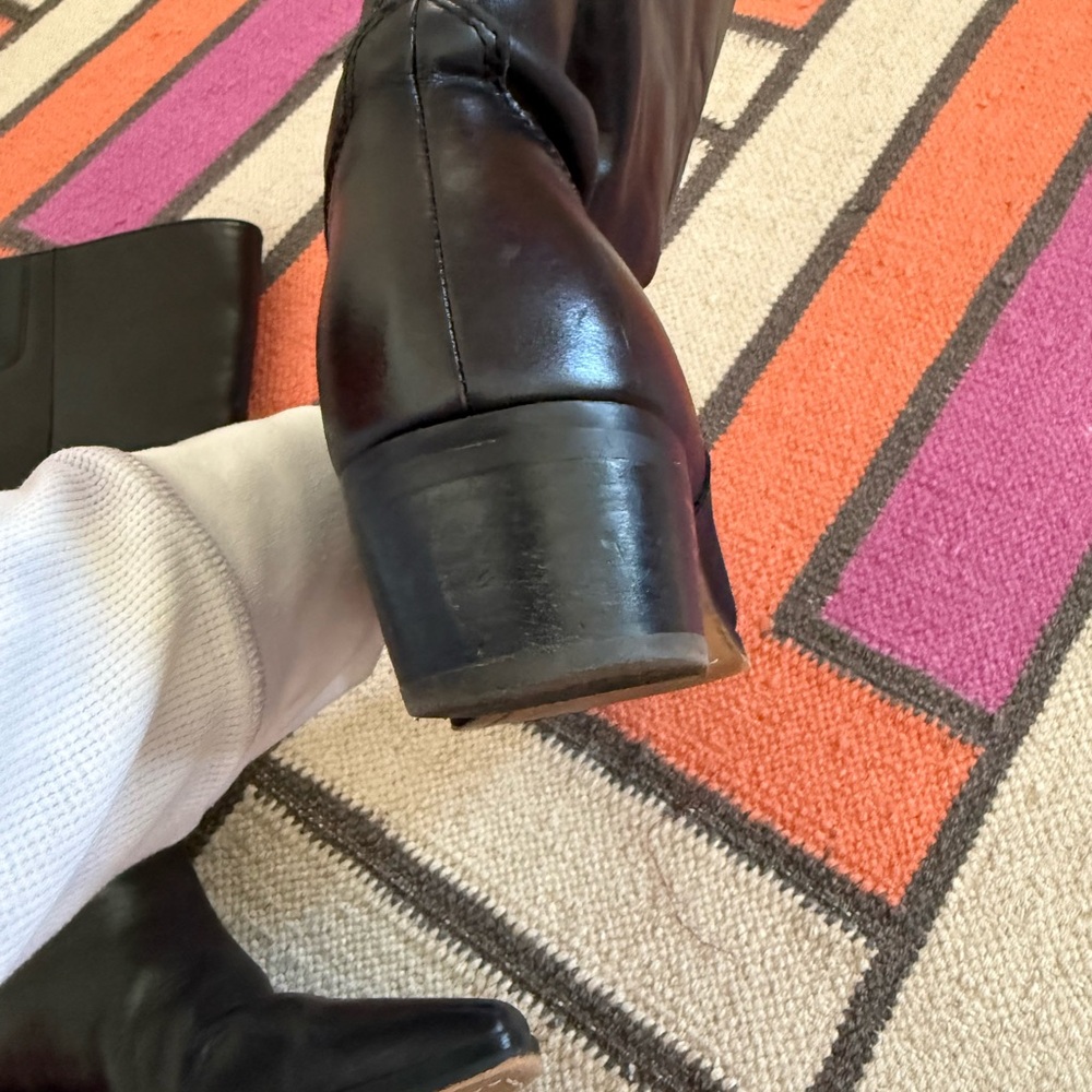 Vince Camuto Extra Wide Calf 10 Black Leather Mid-Calf Low Heel/Flat Boots - Picture 6 of 10